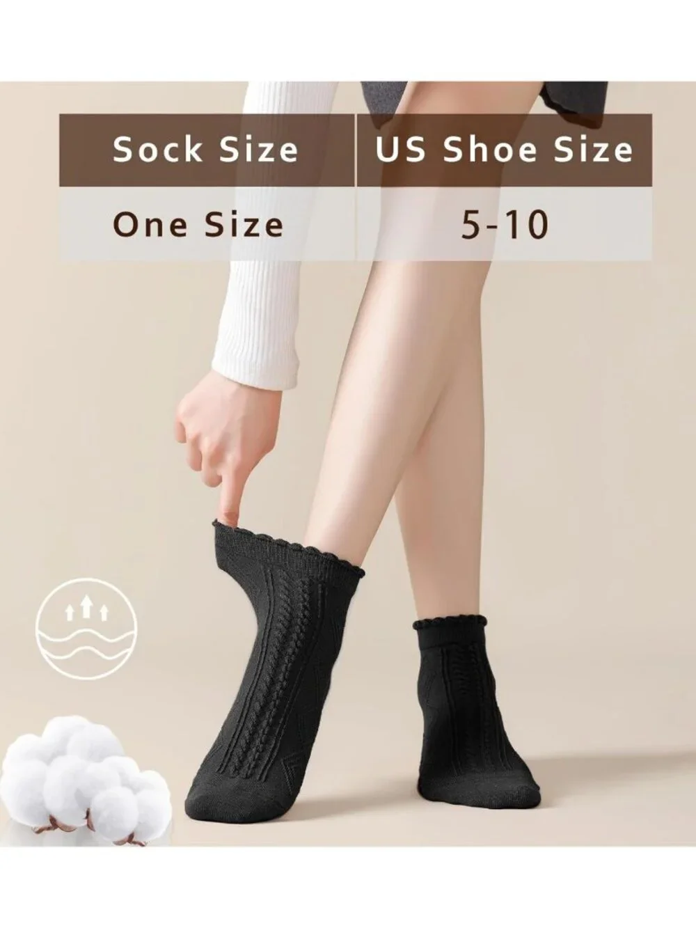Cute Ruffle Ankle Socks for Women - 10 Pairs Cotton Frilly Low Cut, Breathable
